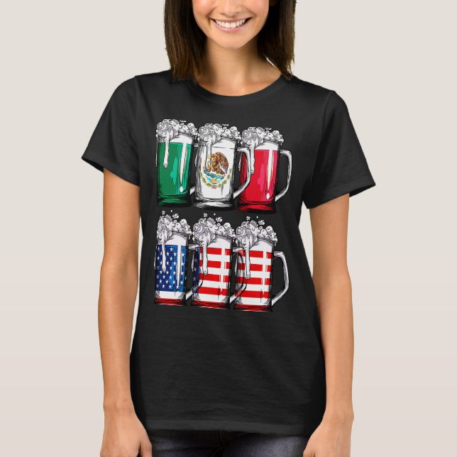 Camiseta Bebida Bandera Mexicana Estadounidense Cinco de Ma (Anverso)