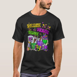 Camiseta Bebida Bebida Borracho Mardi Gras Vino Gafas Grasa
