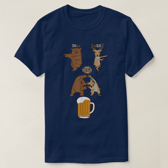 Camiseta Bebida Beer Beer Bear Plus Deer Equívocamente Beer (Diseño del anverso)
