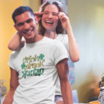 Camiseta Bebida Borracho Funny St. Patric Diseño De Texto<br><div class="desc">Bebida bebió un gracioso diseño verde de St. Patrick con acentos de chamrock.</div>