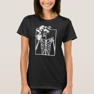 Camiseta Bebida caliente de café Skeleton Creepy Halloween 