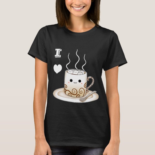 Camiseta Bebida caliente del cacao del kawaii lindo (Anverso)