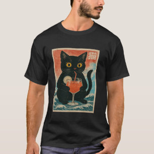Camiseta Bebida Cóctel Gato Negro Jus Anime Kawaii Divertid