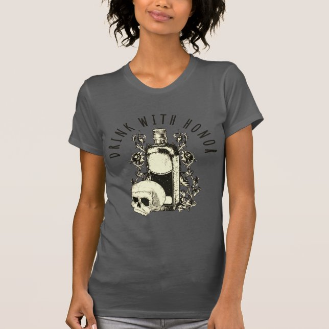 Camiseta Bebida Con Cráneo De Honor (Anverso)