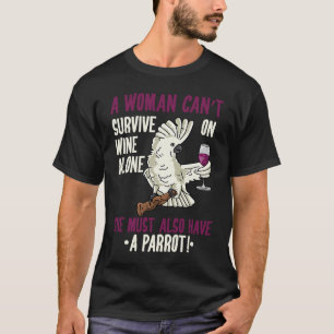 Camiseta Bebida De Aves De Loro Y Cockatoo De Vino