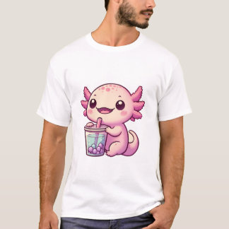 Camiseta Bebida de Boba Tea con Axolotl suave