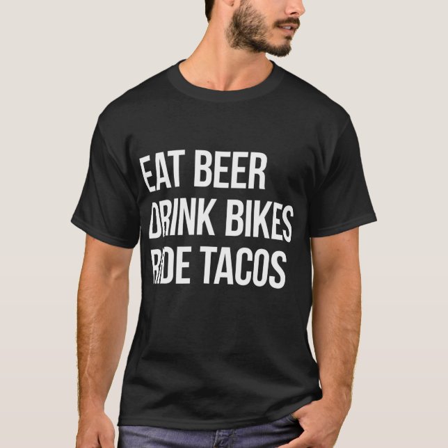 Camiseta Bebida de Cerveza Bicicletas Tacos (Anverso)