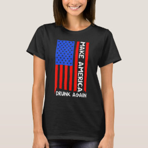 Camiseta Bebida De Cerveza De Nuevo Bandera Norteamericana 