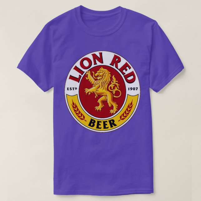 Camiseta Bebida de cerveza roja de león (Diseño del anverso)