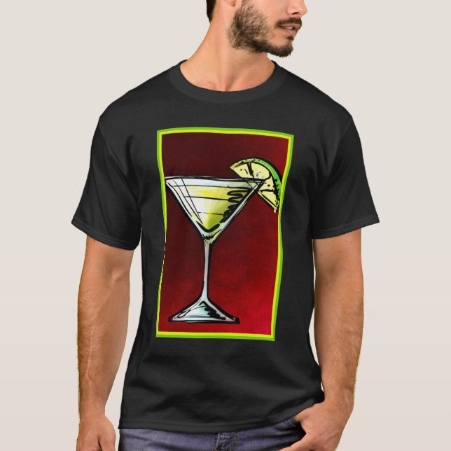 Camiseta Bebida de cóctel en un cristal de Martini con lima (Anverso)