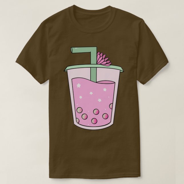 Camiseta Bebida de flores de primavera de té de Boba (Diseño del anverso)