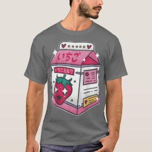 Camiseta Bebida de fresa japonesa Kawaii Manga Anime
