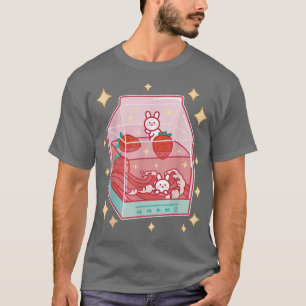 Camiseta Bebida de fresa Kawaii Manga Anime Japón Gra