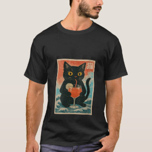 Camiseta Bebida de gato negro de mujer cóctel Jus Anime Kaw
