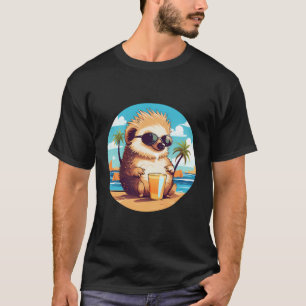 Camiseta Bebida De Hedgehog En La Playa Diseño Vaca De Vera