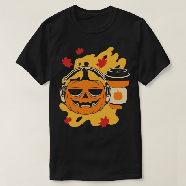 Camiseta Bebida de latte de calabaza para el café otoñal (Diseño del anverso)