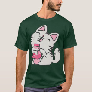 Camiseta Bebida de leche Otaku Neko Japan Manga Premium