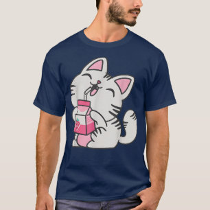 Camiseta Bebida de leche Otaku Neko Japan Manga T-Shirt