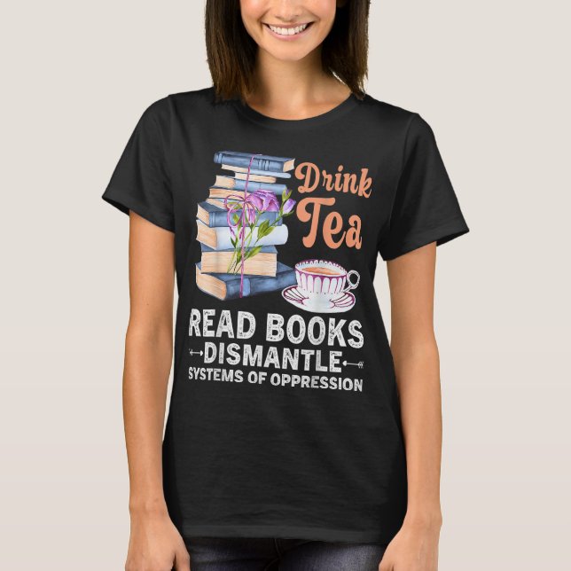 Camiseta Bebida de libro Leer libro Desmandar sistemas Oppr (Anverso)