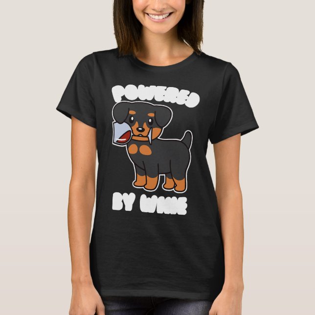Camiseta Bebida de perro de Rottweiler de Vino Powered (Anverso)
