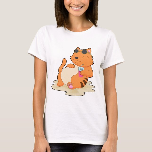 Camiseta Bebida de Playa de Gatos Verano (Anverso)