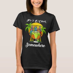 Camiseta Bebida de vacaciones en la playa Es 5 O reloj en a