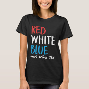 Camiseta Bebida de Vino 4 de Julio EE. UU. Bandera American