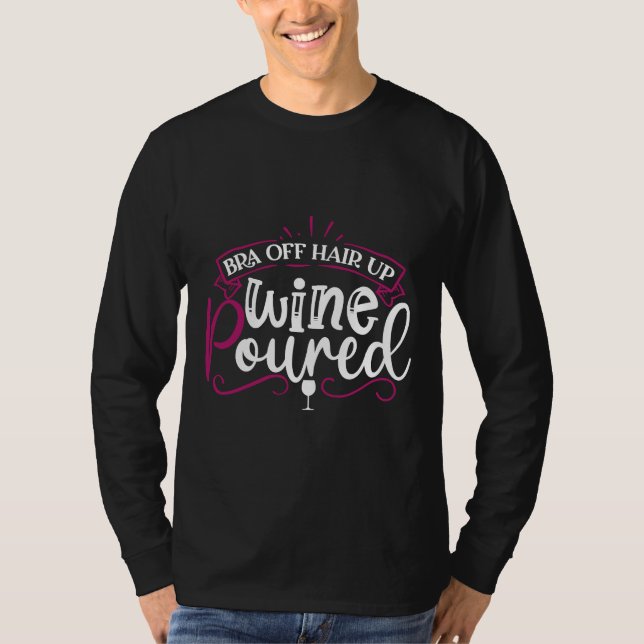 Camiseta Bebida De Vino Bodega De Bodega De Pelo A Par Vino (Anverso)