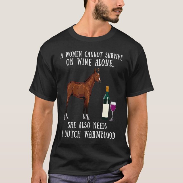 Camiseta Bebida de Vino y Cabalgata de Caballo Holandés de  (Anverso)