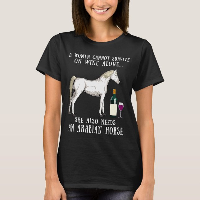 Camiseta Bebida De Vino Y Caballo Arábigo Blanco (Anverso)