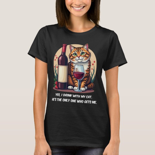 Camiseta Bebida divertida con mi gato Wine Lover Tee (Anverso)