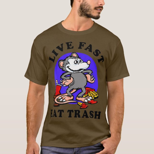 Camiseta Bebida divertida de basura rápida en vivo con basu (Anverso)