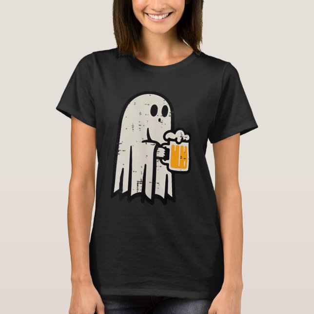 Camiseta Bebida Fantasma de Halloween Disfraz Divertido Per (Anverso)