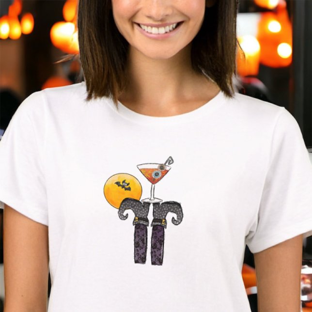 Camiseta Bebida festiva de Halloween Zapatos de bruja lindo (Subido por el creador)