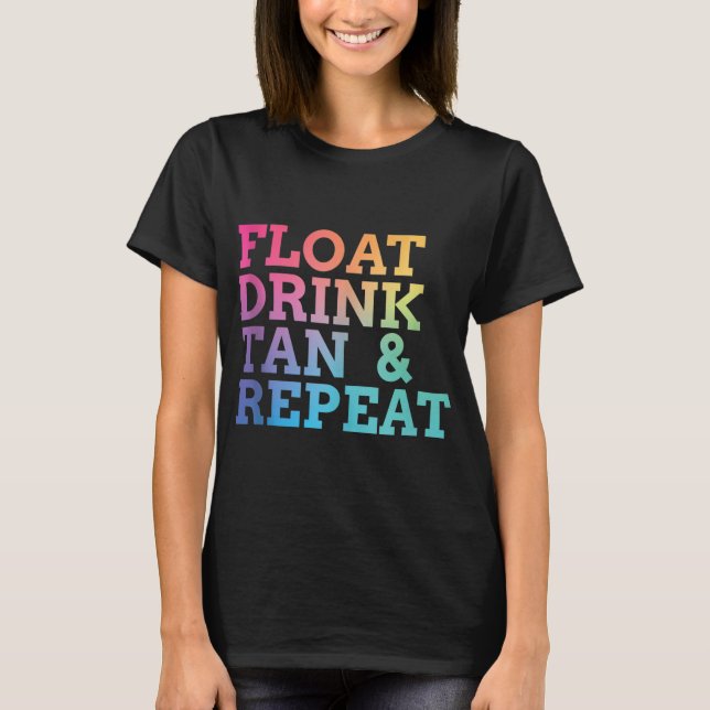Camiseta bebida flotante bronceado repetir piscina de veran (Anverso)