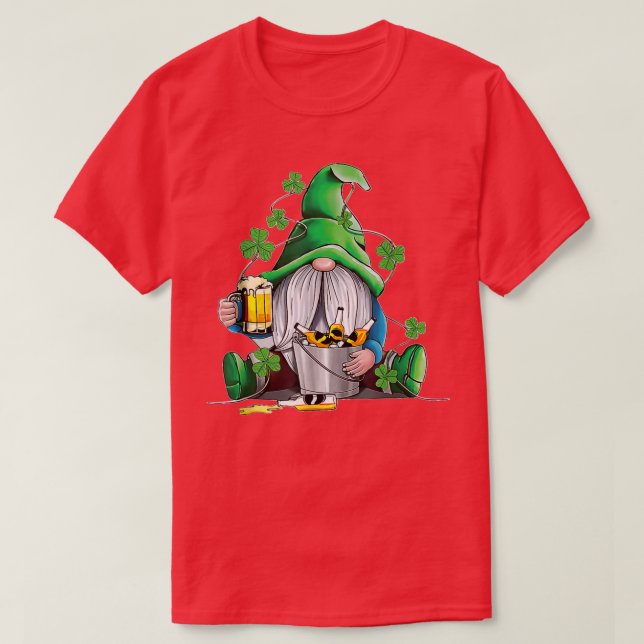 Camiseta Bebida Gnome Irlandesa Beer Beer Lucky Shamrock Gn (Diseño del anverso)