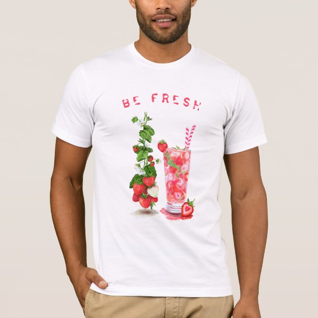 Camiseta Bebida Guay de jugo de fresa fresca - verano calie (Anverso)