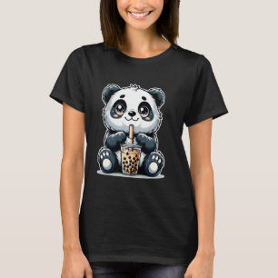 Camiseta Bebida Kawaii Panda Anime Boba Té de Burbujas Niño
