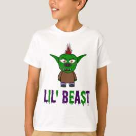 Camiseta Bebida Lil' Goblin Morado y Green Drill Font T