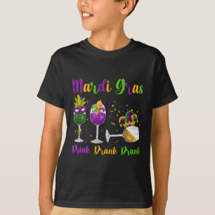 Camiseta Bebida Mardi Gras Bebida Máscara De Vino Borracho