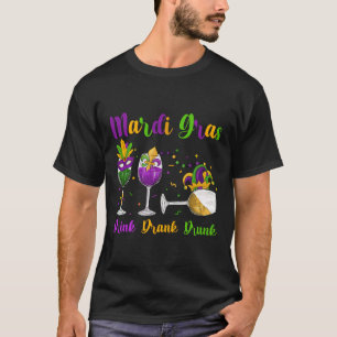 Camiseta Bebida Mardi Gras Bebida Máscara De Vino Borracho 