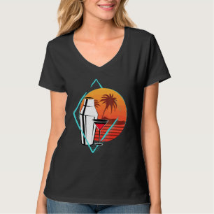 Camiseta Bebida Retro Sunset Bartender Barkeep Barman Cockt