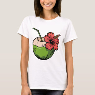 Camiseta Bebida Tropical de Coco Arte de Vacaciones de Vera