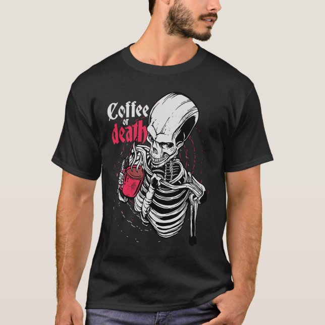 Camiseta Bebida vintage Café Skeleton (Anverso)