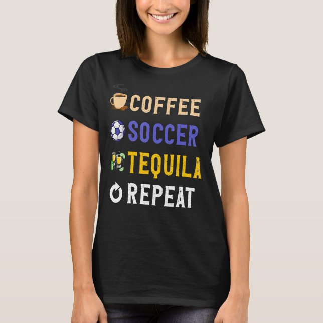 Camiseta Bebidas con café divertido, fútbol, repetición de  (Anverso)