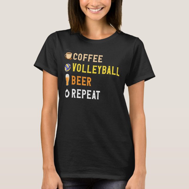 Camiseta Bebidas con café divertido, voleibol, repetición d (Anverso)
