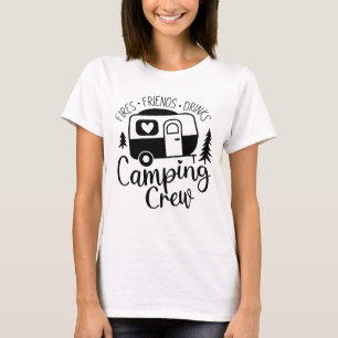Camiseta Bebidas de amigos de la tripulación de camping Fri