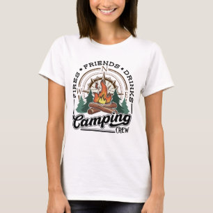 Camiseta Bebidas de amigos de la tripulación de camping Fri