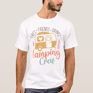 Camiseta Bebidas de amigos de la tripulación de camping Fri