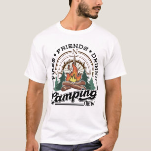 Camiseta Bebidas de amigos de la tripulación de camping Fri